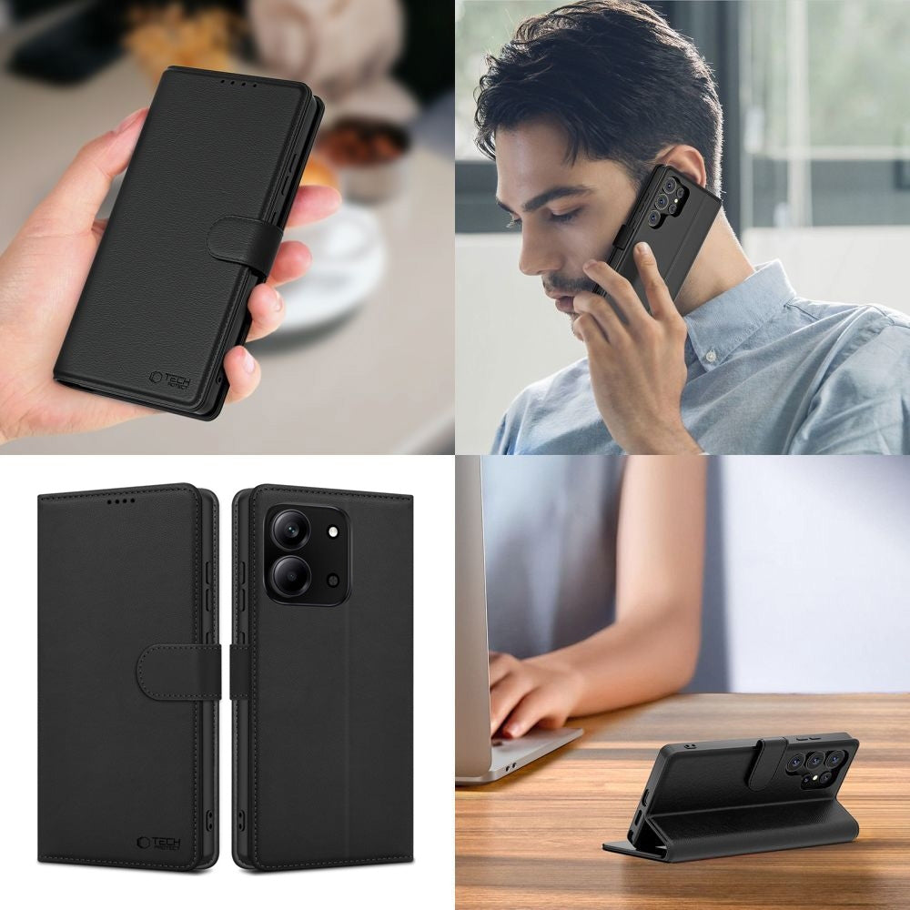 Handyhülle für Xiaomi Redmi 15C, Tech-Protect Wallet, Schwarz