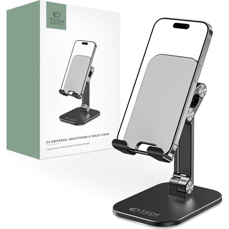 Schreibtischständer für Telefon/Tablet, Tech-Protect Z3 Universal Stand Holder, Grau
