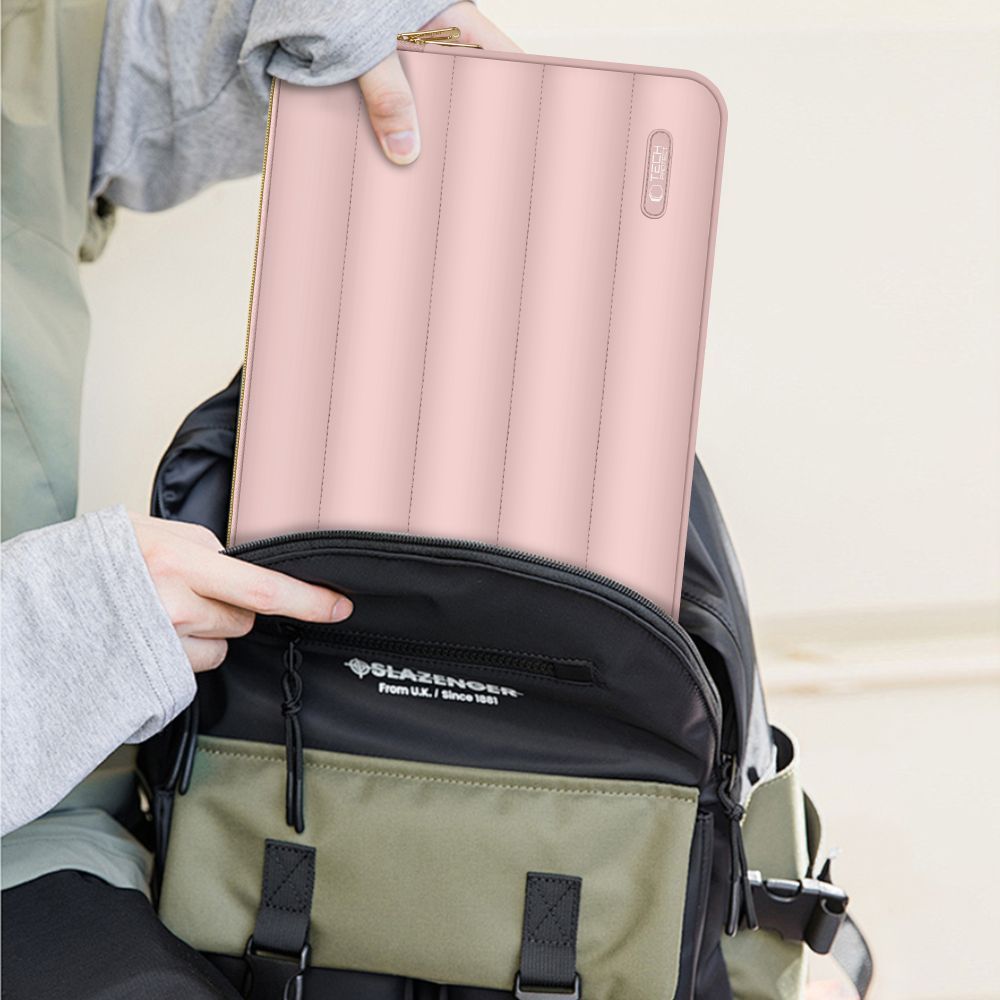 Schutzhülle für Laptop 13" - 14" + kleine Zubehörtasche, Tech-Protect Puffy, Rosa