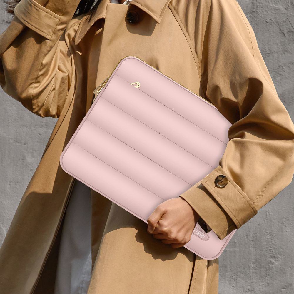 Schutzhülle für Laptop 13" - 14" + kleine Zubehörtasche, Tech-Protect Puffy, Rosa