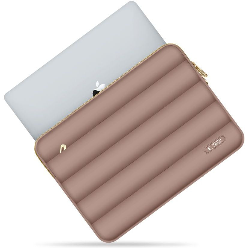 Schutzhülle für Laptop 13" - 14" + kleine Zubehörtasche, Tech-Protect Puffy, Braun