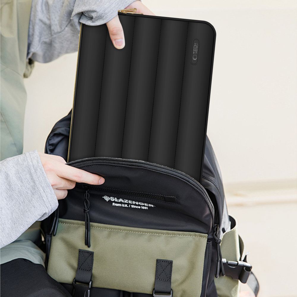 Schutzhülle für Laptop 15" - 16" + kleine Zubehörtasche, Tech-Protect Puffy, Schwarz