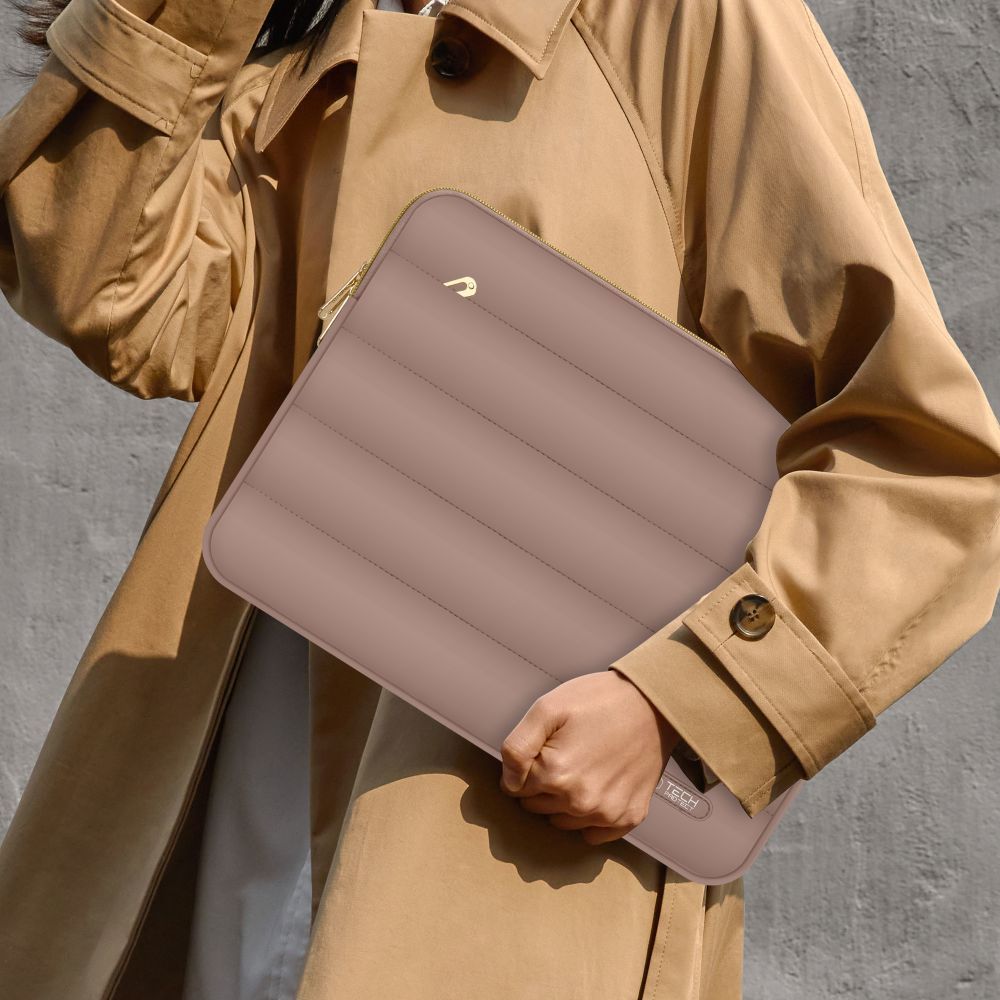 Schutzhülle für Laptop 15" - 16" + kleine Zubehörtasche, Tech-Protect Puffy, Braun