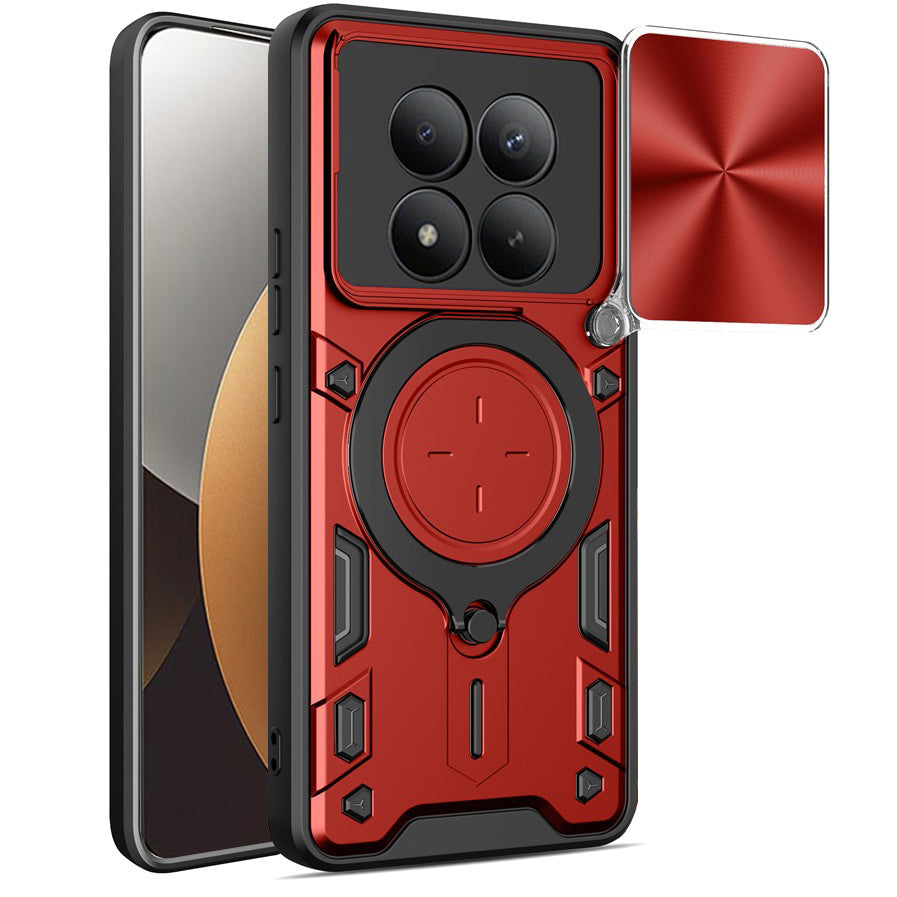 Handyhülle mit CamShield für Xiaomi Redmi Note 15 Pro Plus 5G / POCO M8 Pro 5G, Techsuit CamGuard Pro, Rot und Schwarz