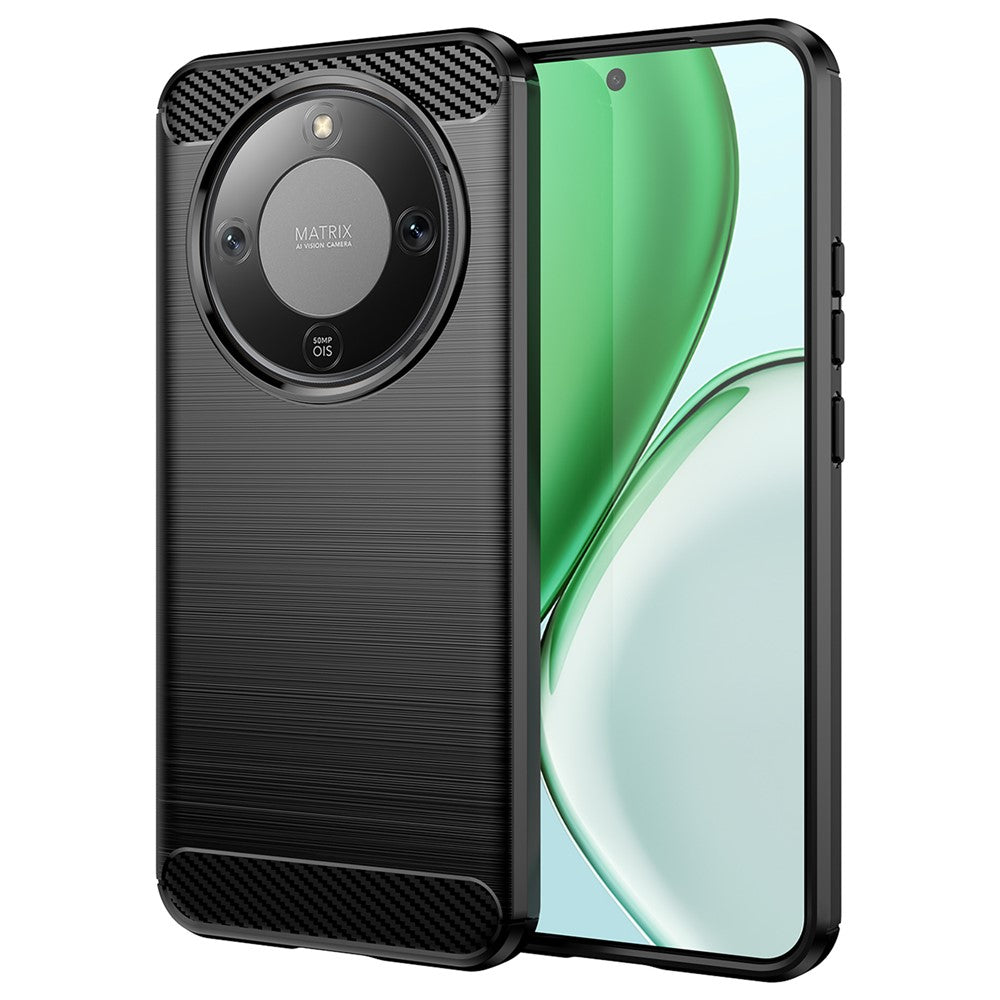 Handyhülle für Honor Magic8 Lite, Techsuit Carbon Silicone, Schwarz