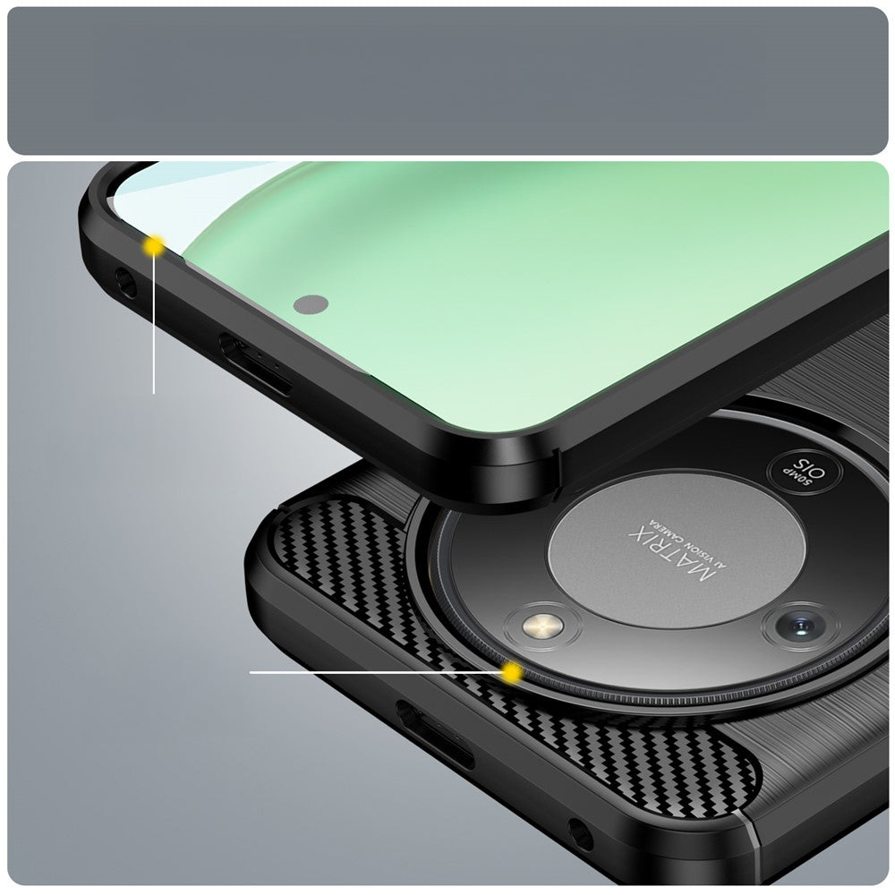 Handyhülle für Honor Magic8 Lite, Techsuit Carbon Silicone, Schwarz