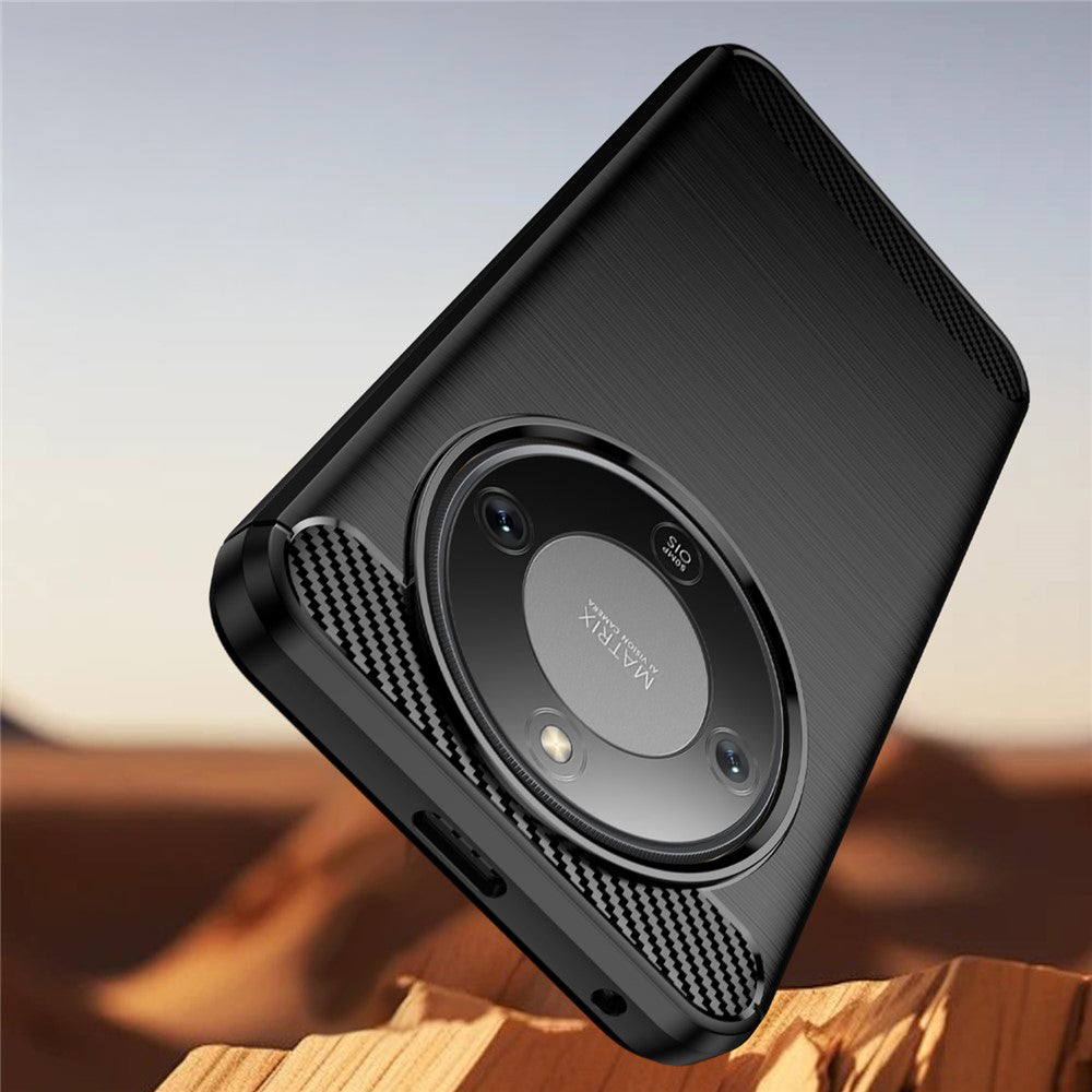 Handyhülle für Honor Magic8 Lite, Techsuit Carbon Silicone, Schwarz