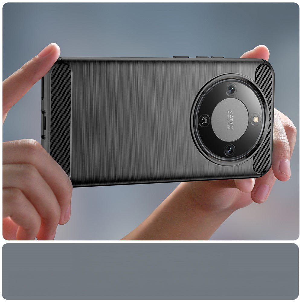 Handyhülle für Honor Magic8 Lite, Techsuit Carbon Silicone, Schwarz