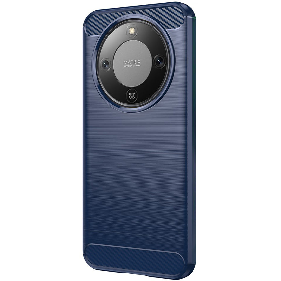Handyhülle für Honor Magic8 Lite, Techsuit Carbon Silicone, Dunkelblau