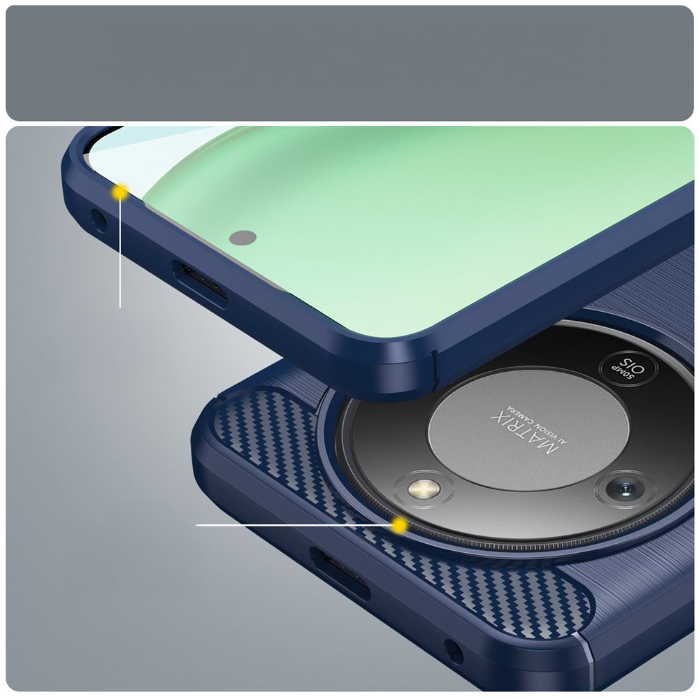 Handyhülle für Honor Magic8 Lite, Techsuit Carbon Silicone, Dunkelblau