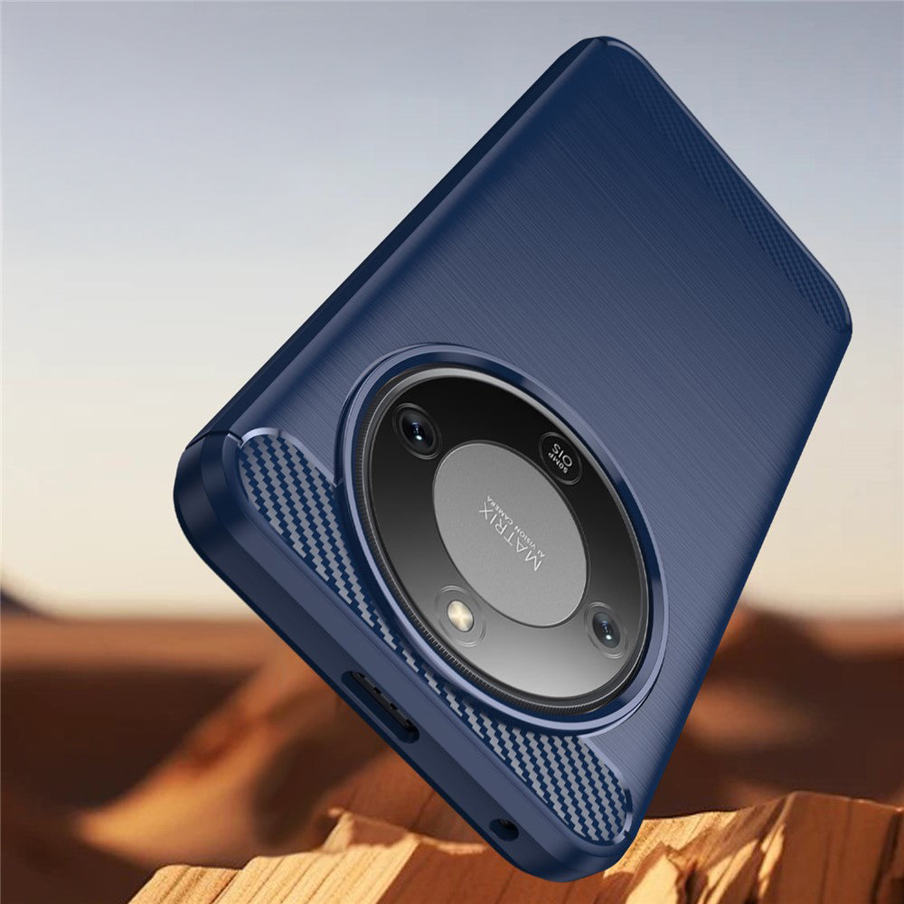 Handyhülle für Honor Magic8 Lite, Techsuit Carbon Silicone, Dunkelblau