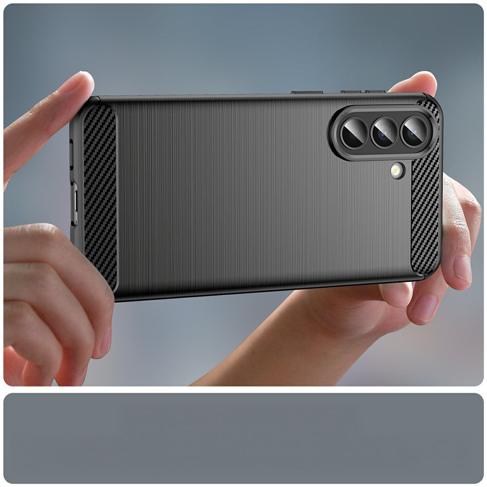 Handyhülle für Galaxy A57 5G, Techsuit Carbon Silicone, Schwarz