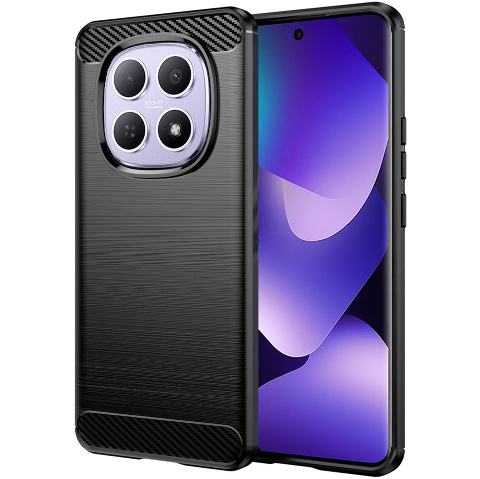 Handyhülle für Xiaomi Redmi Note 15 5G / Redmi Note 15 4G / POCO M8 5G, Techsuit Carbon Silicone, Schwarz