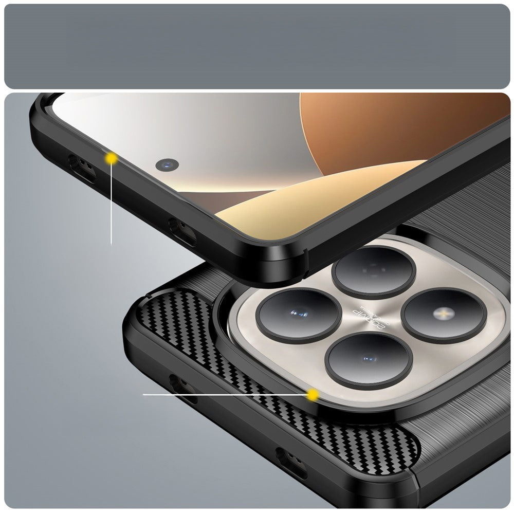 Handyhülle für Xiaomi Redmi Note 15 Pro 4G, Techsuit Carbon Silicone, Schwarz