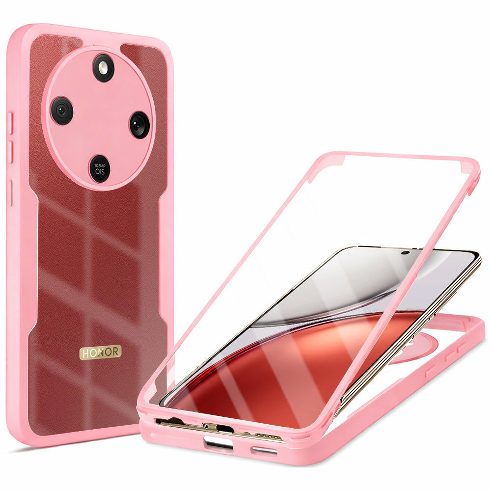 Handyhülle 360° mit Displayschutz für Honor Magic8 Lite, Techsuit ColorVerse, Transparent und Rosa