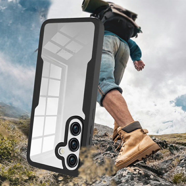 Handyhülle 360° mit Displayschutz für Galaxy A57 5G, Techsuit ColorVerse, Transparent mit schwarzen Rahmen