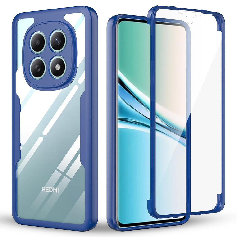 Handyhülle 360° mit Displayschutz für Xiaomi Redmi Note 15 4G, Techsuit ColorVerse, Transparent und Dunkelblau