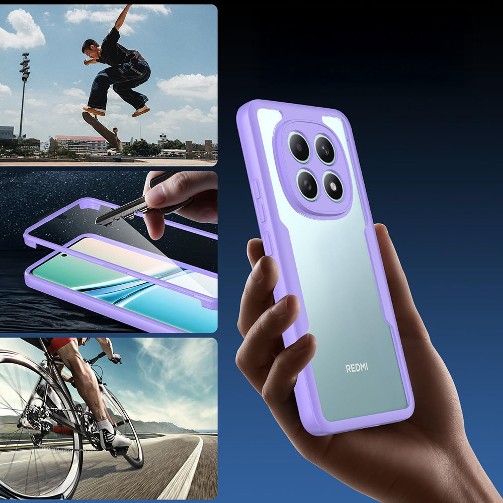 Handyhülle 360° mit Displayschutz für Xiaomi Redmi Note 15 4G, Techsuit ColorVerse, Transparent-Violett