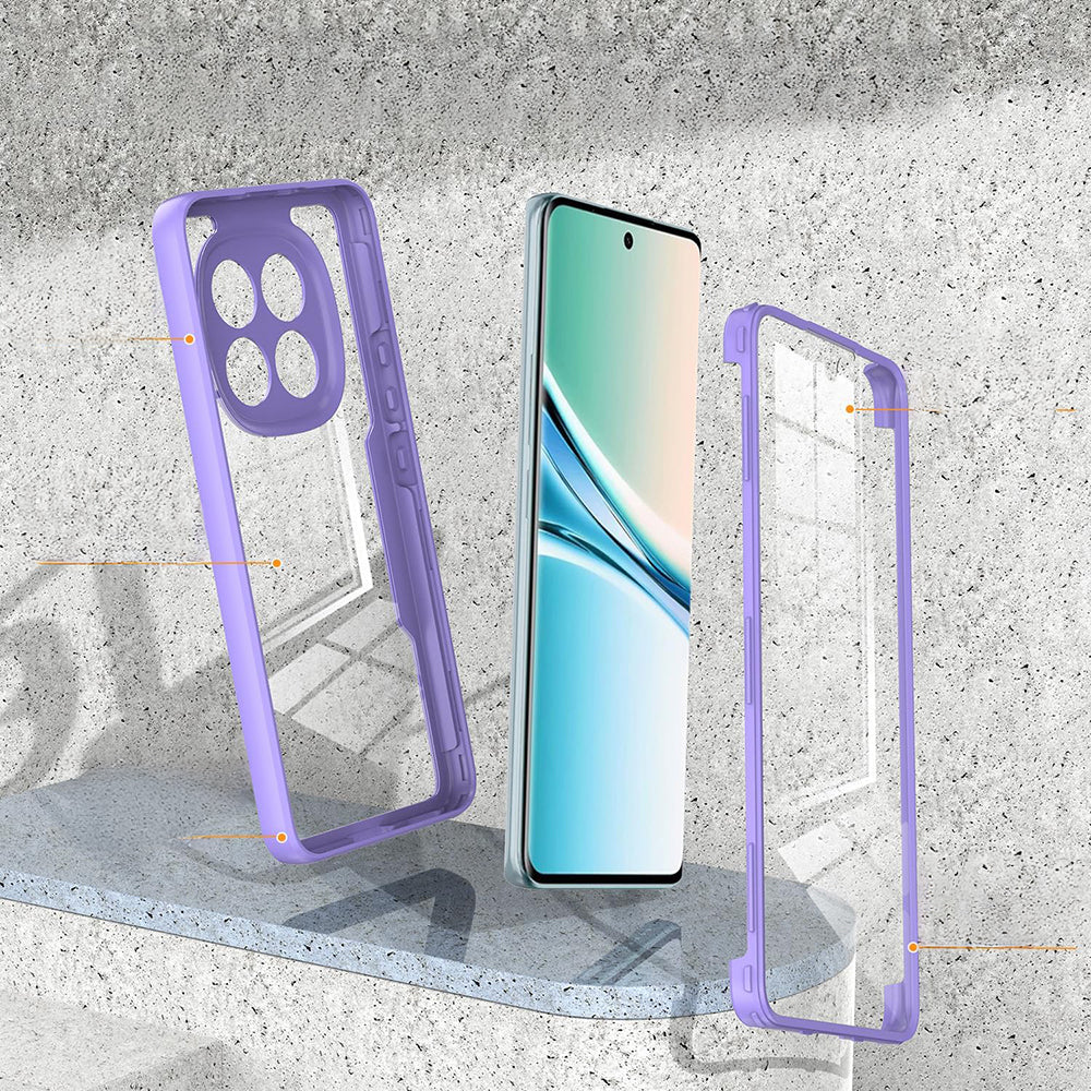 Handyhülle 360° mit Displayschutz für Xiaomi Redmi Note 15 4G, Techsuit ColorVerse, Transparent-Violett