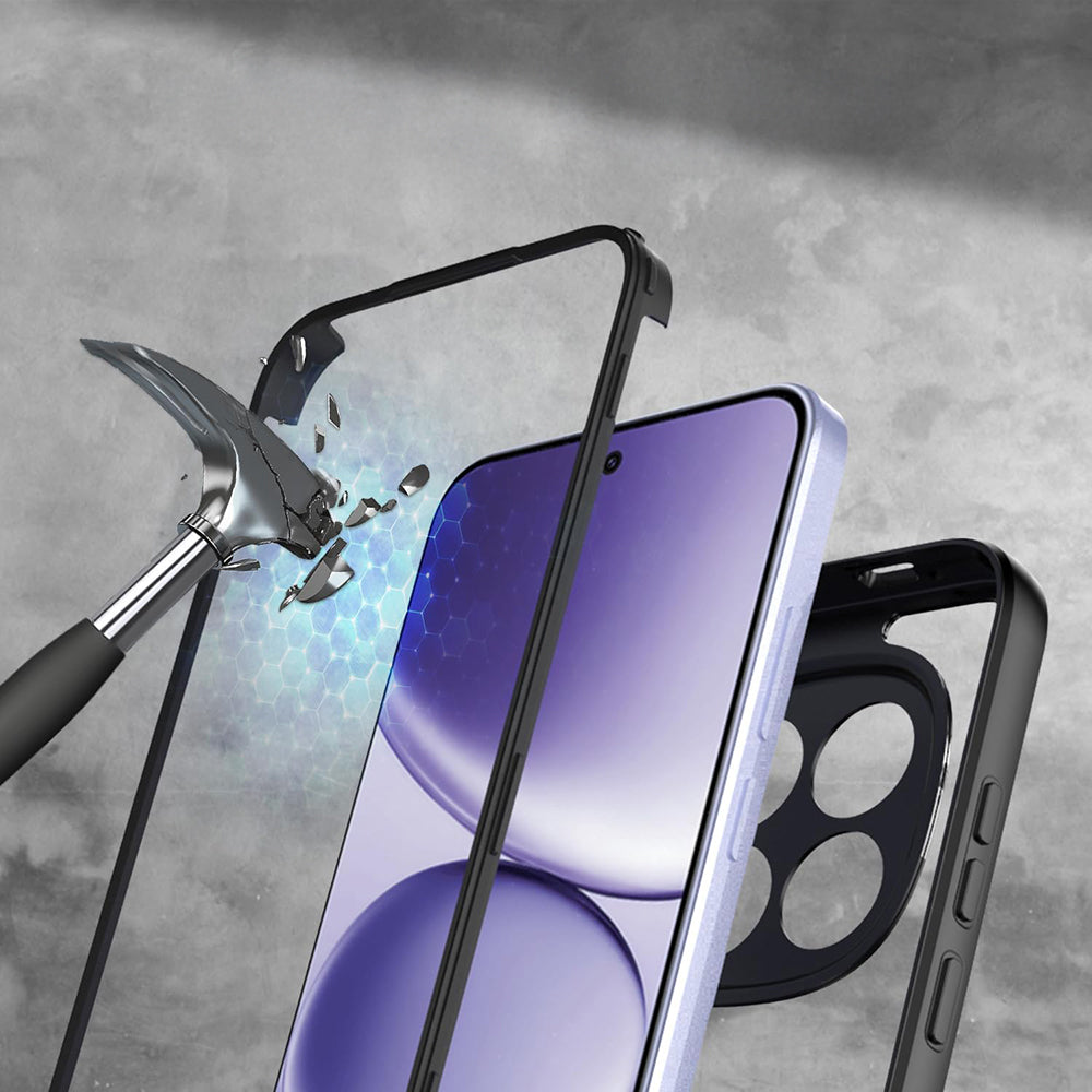 Handyhülle 360° mit Displayschutz für Xiaomi Redmi Note 15 Pro 5G, Techsuit ColorVerse, Transparent mit schwarzen Rahmen