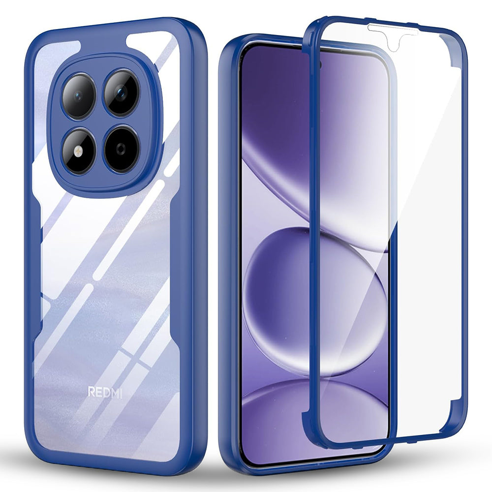 Handyhülle 360° mit Displayschutz für Xiaomi Redmi Note 15 Pro 5G, Techsuit ColorVerse, Transparent und Dunkelblau