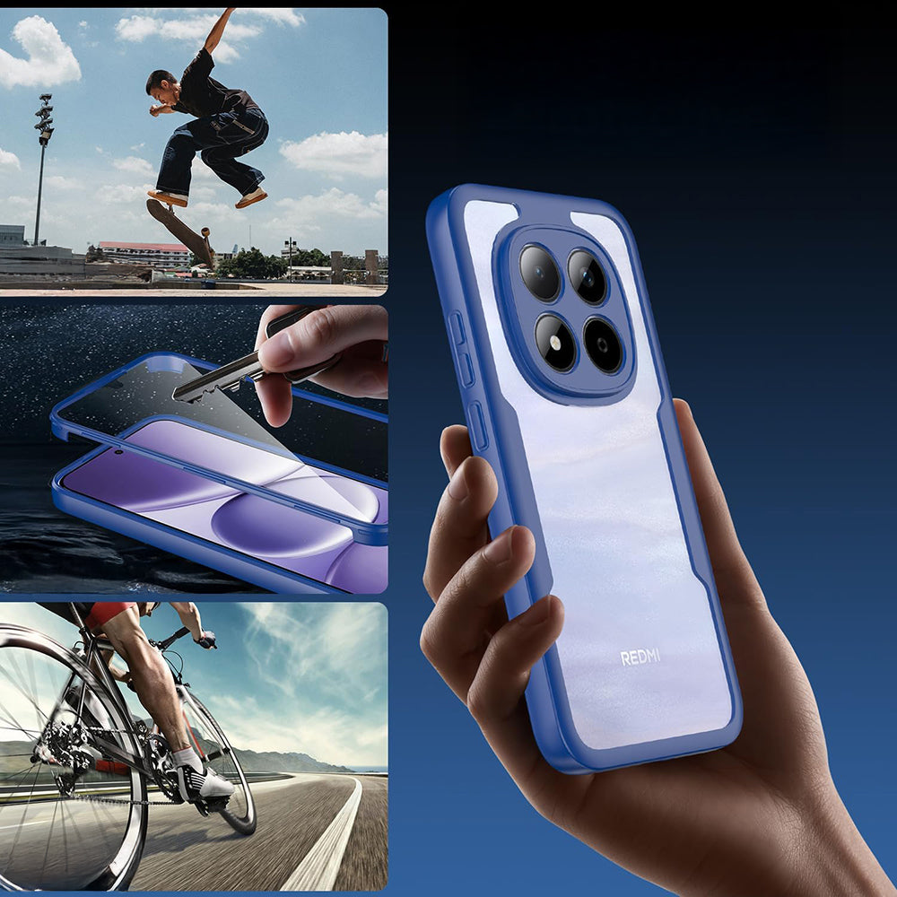 Handyhülle 360° mit Displayschutz für Xiaomi Redmi Note 15 Pro 5G, Techsuit ColorVerse, Transparent und Dunkelblau