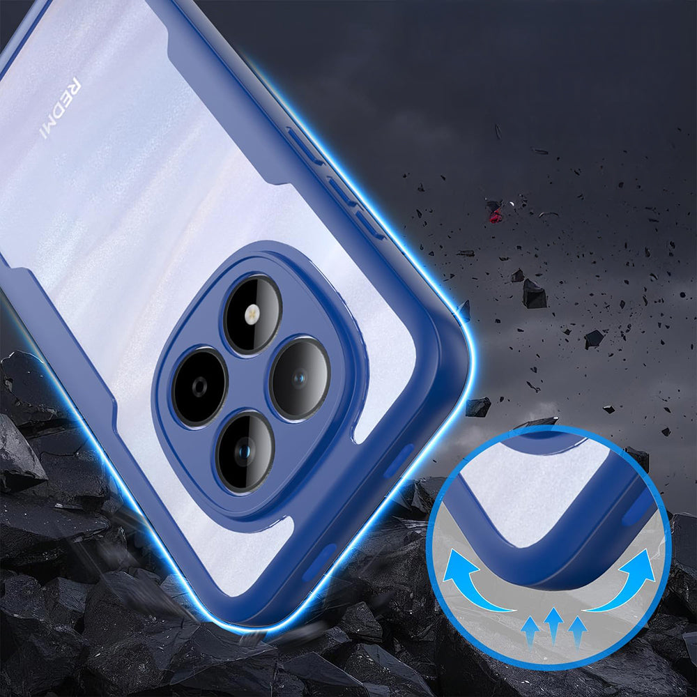 Handyhülle 360° mit Displayschutz für Xiaomi Redmi Note 15 Pro 5G, Techsuit ColorVerse, Transparent und Dunkelblau