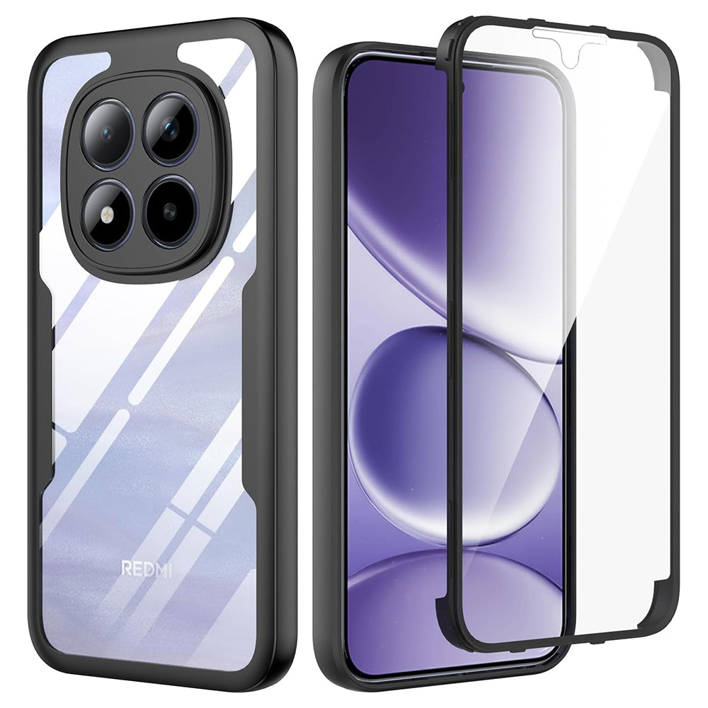 Handyhülle 360° mit Displayschutz für Xiaomi Redmi Note 15 Pro Plus 5G / POCO M8 Pro 5G, Techsuit ColorVerse, Transparent mit schwarzen Rahmen