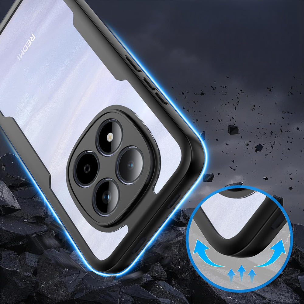 Handyhülle 360° mit Displayschutz für Xiaomi Redmi Note 15 Pro Plus 5G / POCO M8 Pro 5G, Techsuit ColorVerse, Transparent mit schwarzen Rahmen