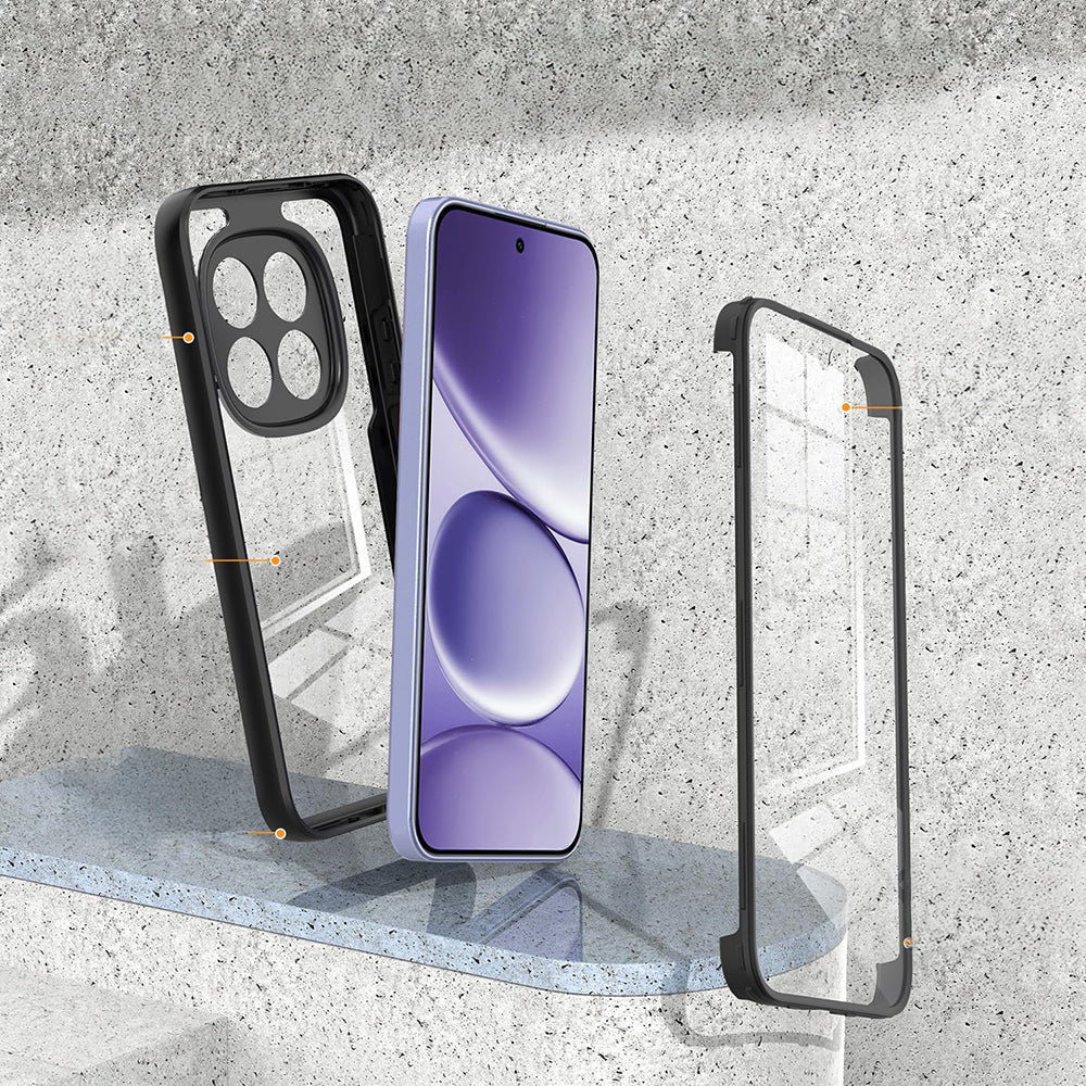 Handyhülle 360° mit Displayschutz für Xiaomi Redmi Note 15 Pro Plus 5G / POCO M8 Pro 5G, Techsuit ColorVerse, Transparent mit schwarzen Rahmen