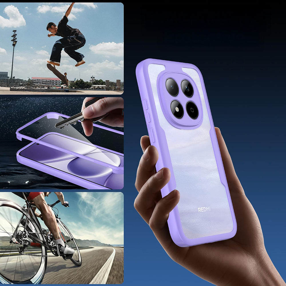 Handyhülle 360° mit Displayschutz für Xiaomi Redmi Note 15 Pro Plus 5G / POCO M8 Pro 5G, Techsuit ColorVerse, Transparent-Violett