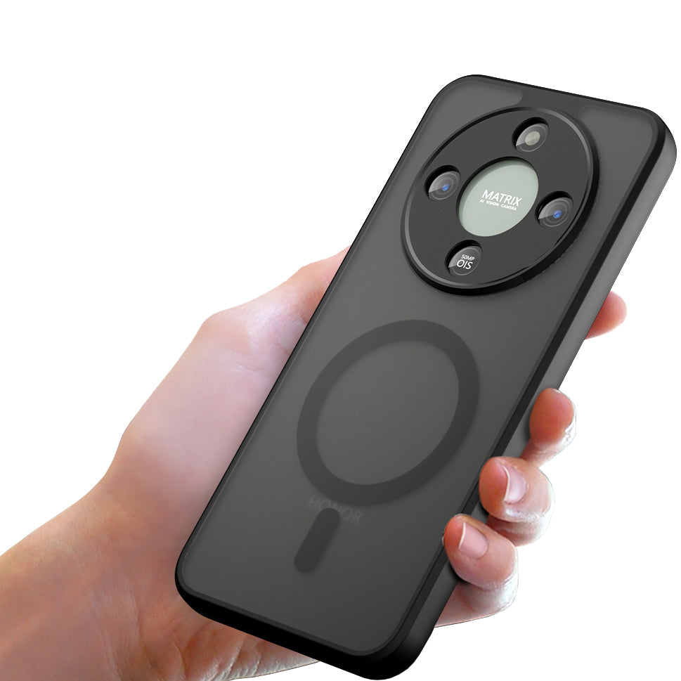 Handyhülle für Honor Magic8 Lite, Techsuit PureFrost MagSafe, Durchscheinend mit schwarzen Rahmen
