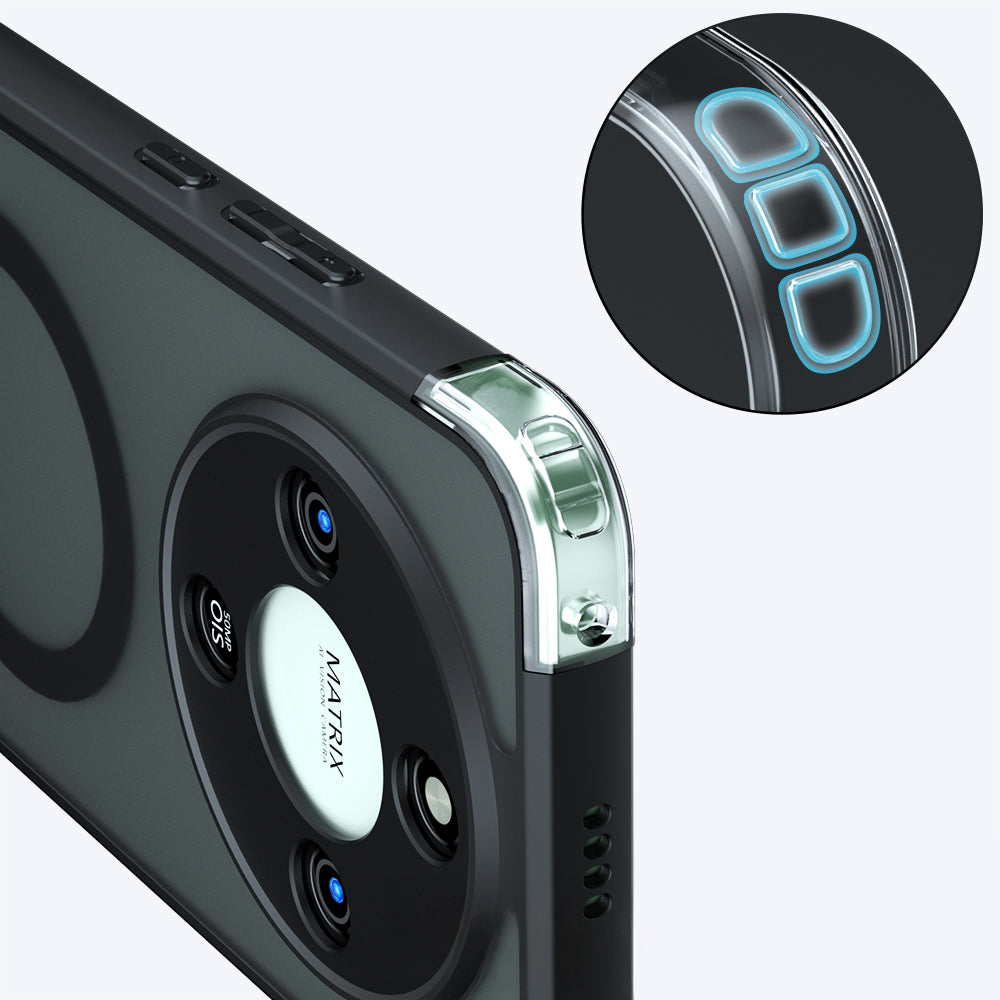 Handyhülle für Honor Magic8 Lite, Techsuit PureFrost MagSafe, Durchscheinend mit schwarzen Rahmen