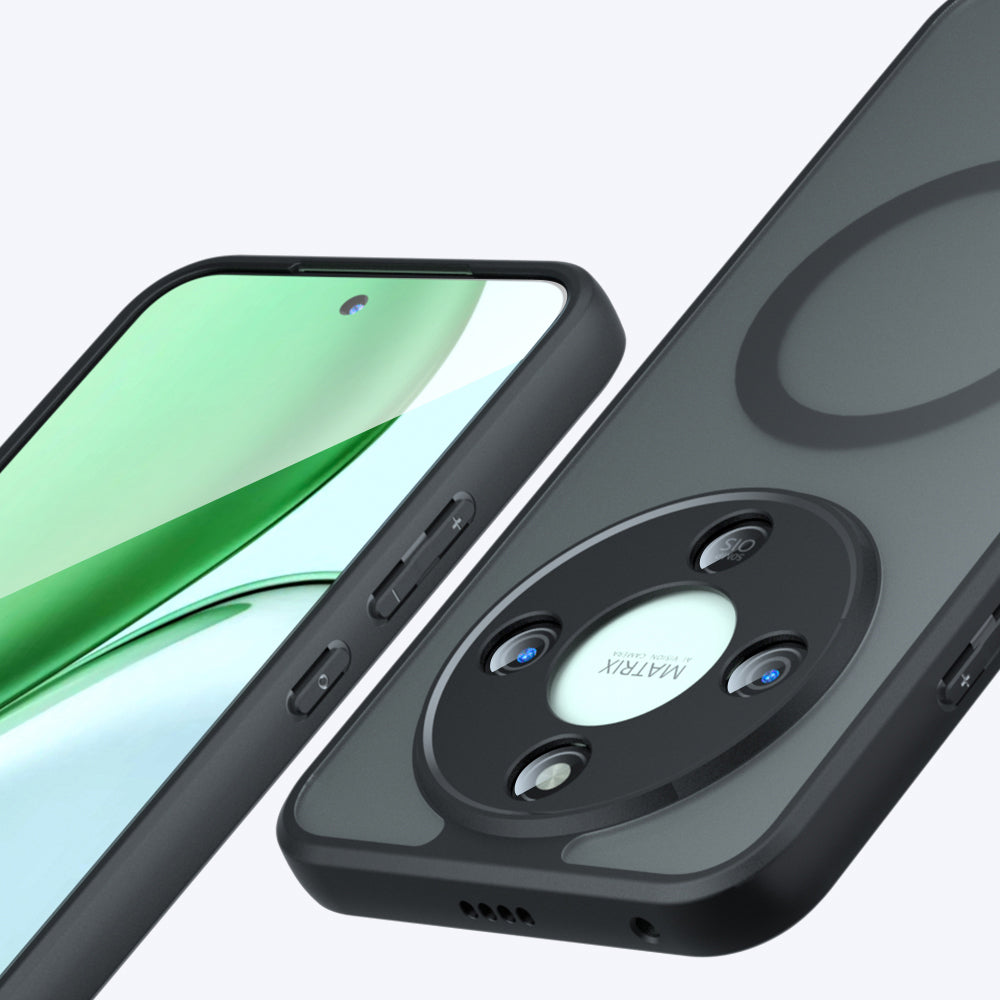 Handyhülle für Honor Magic8 Lite, Techsuit PureFrost MagSafe, Durchscheinend mit schwarzen Rahmen
