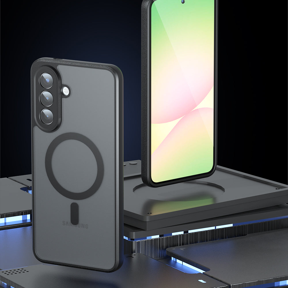 Handyhülle für Galaxy A57 5G, Techsuit PureFrost MagSafe, Durchscheinend mit schwarzen Rahmen