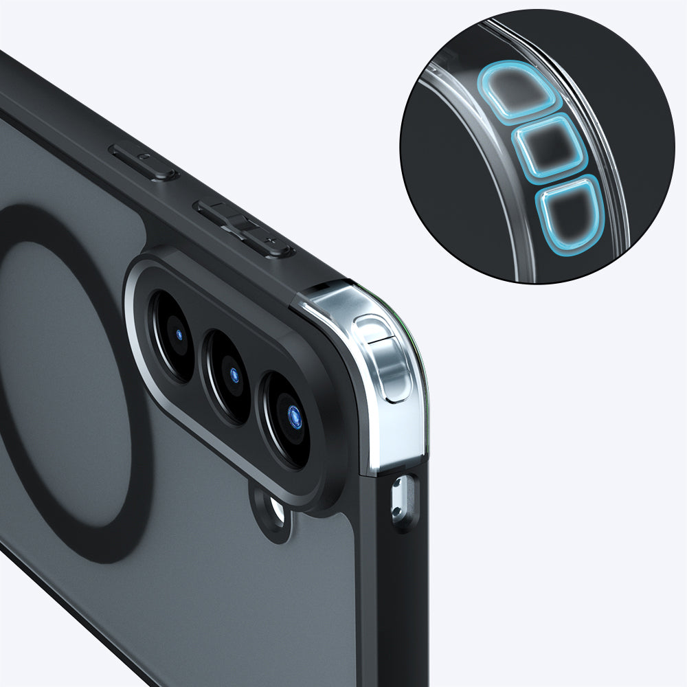 Handyhülle für Galaxy A57 5G, Techsuit PureFrost MagSafe, Durchscheinend mit schwarzen Rahmen