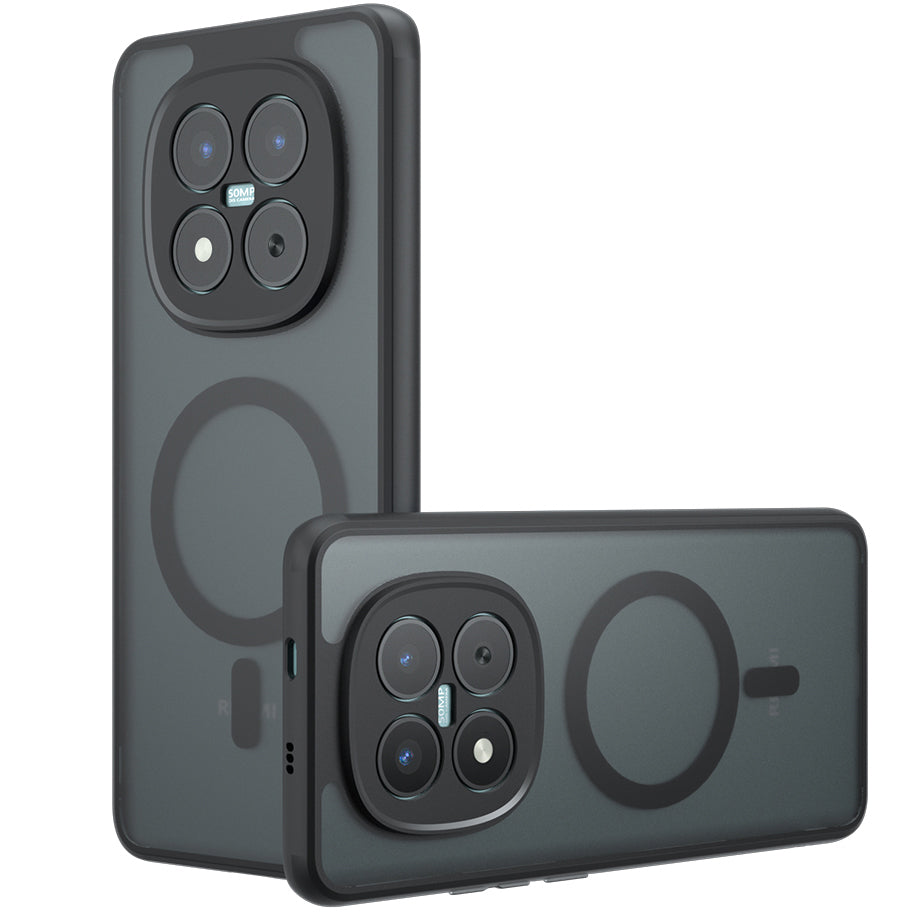 Handyhülle für Xiaomi Redmi Note 15 Pro 5G, Techsuit PureFrost MagSafe, Durchscheinend mit schwarzen Rahmen