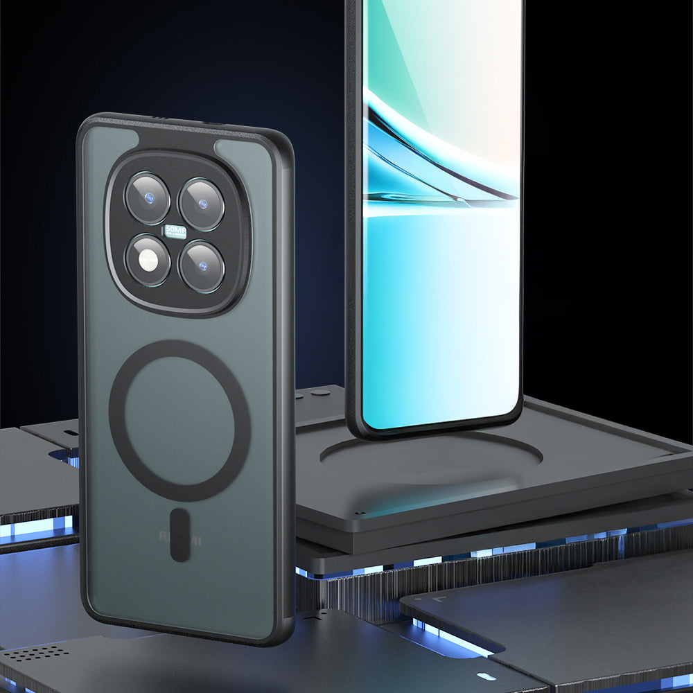 Handyhülle für Xiaomi Redmi Note 15 Pro 5G, Techsuit PureFrost MagSafe, Durchscheinend mit schwarzen Rahmen