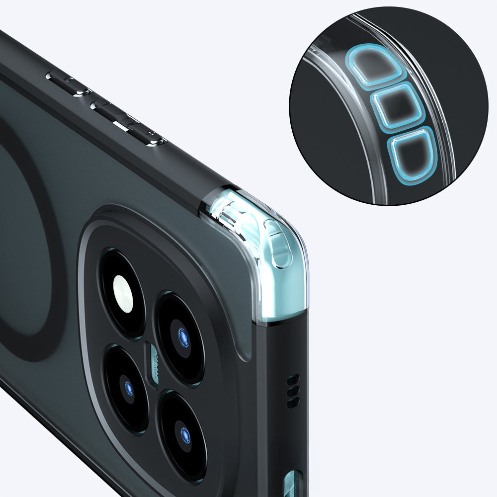 Handyhülle für Xiaomi Redmi Note 15 Pro 5G, Techsuit PureFrost MagSafe, Durchscheinend mit schwarzen Rahmen