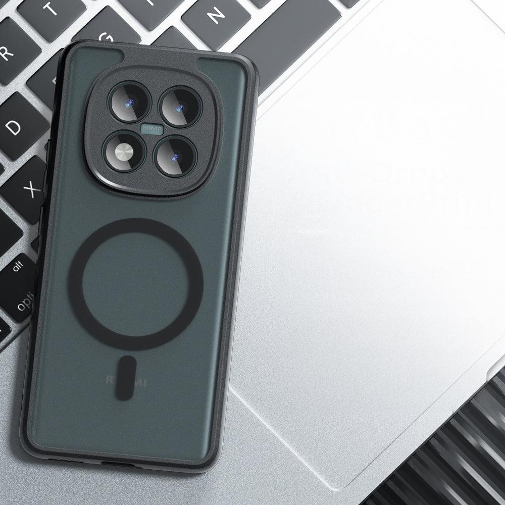 Handyhülle für Xiaomi Redmi Note 15 Pro 5G, Techsuit PureFrost MagSafe, Durchscheinend mit schwarzen Rahmen