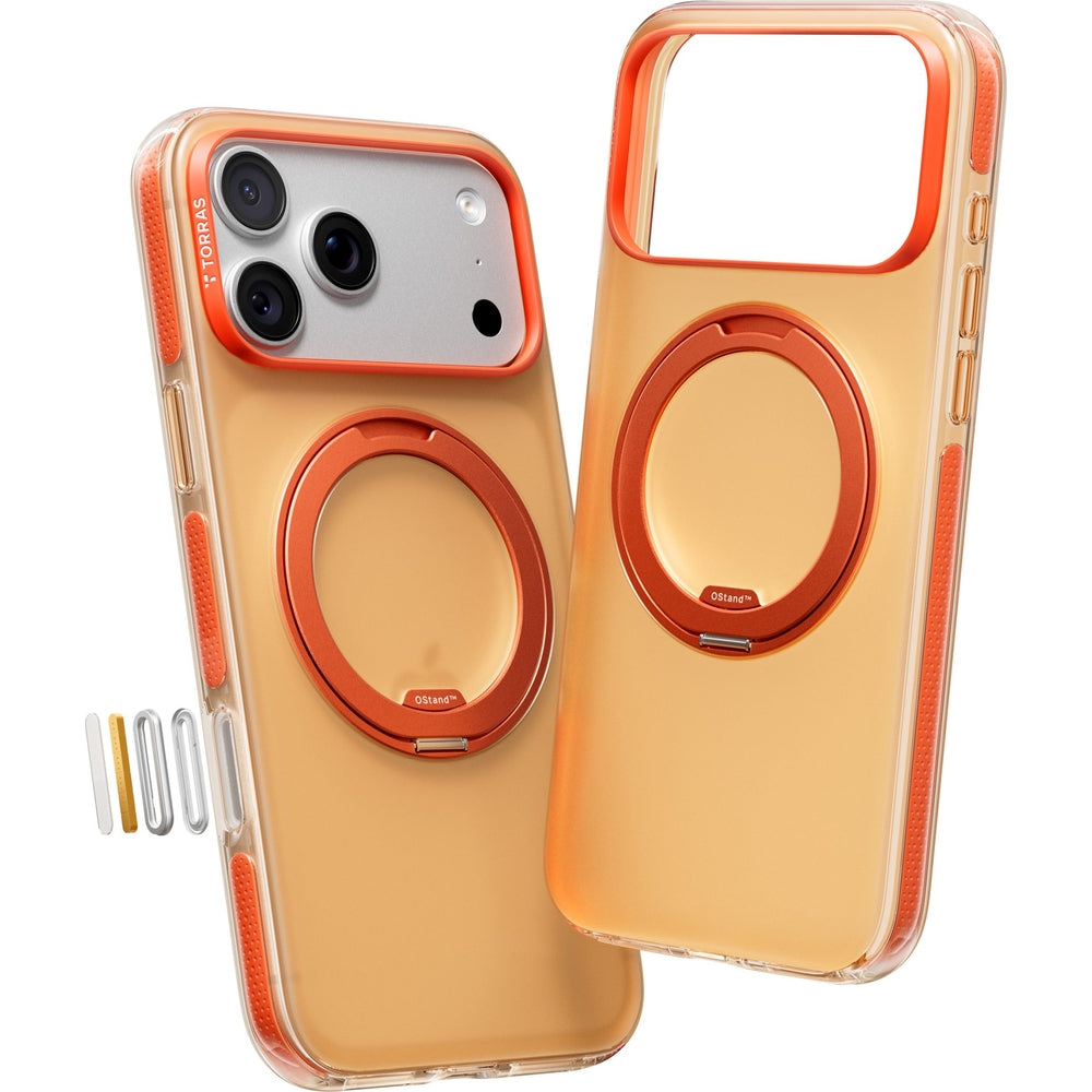 Handyhülle für iPhone 17 Pro, Torras Ostand O3 Hue mit MagSafe, Transluzent-Orange