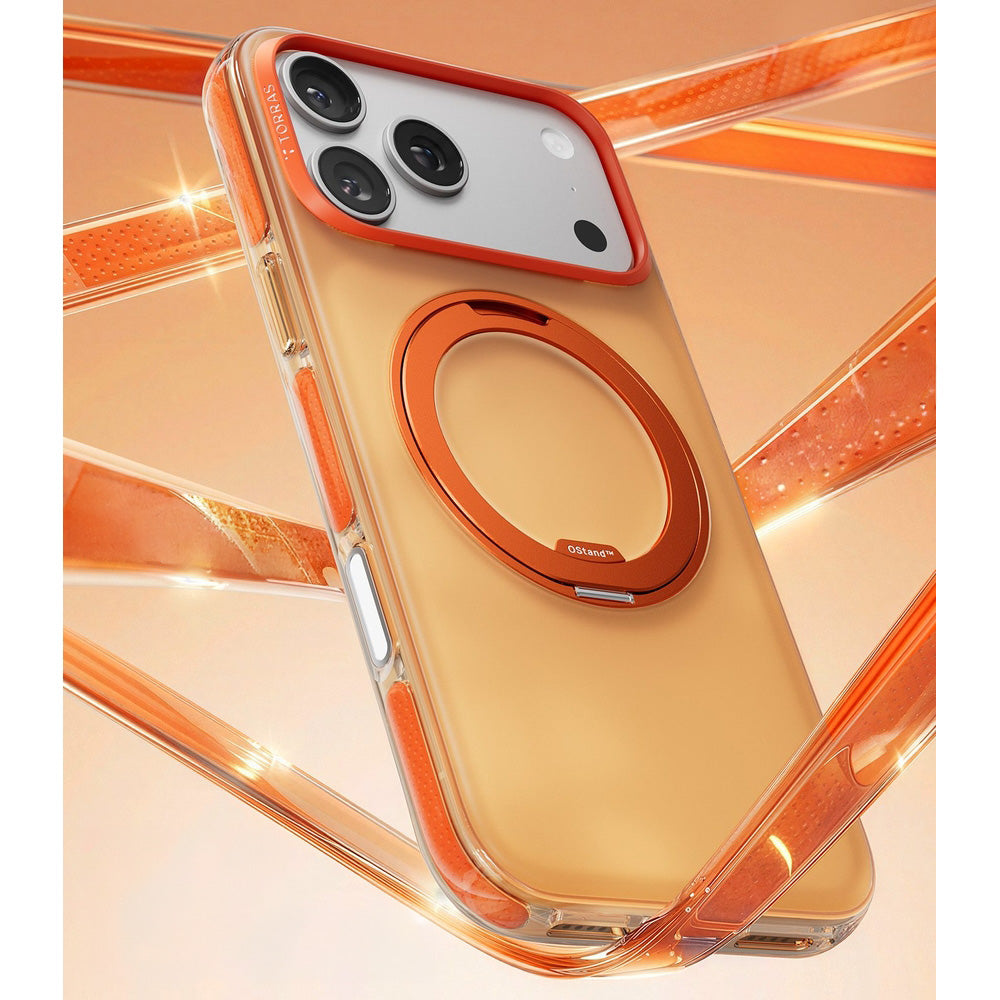 Handyhülle für iPhone 17 Pro, Torras Ostand O3 Hue mit MagSafe, Transluzent-Orange