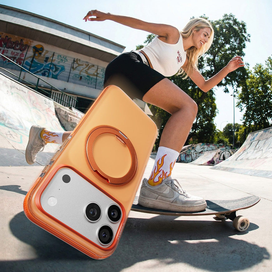 Handyhülle für iPhone 17 Pro Max, Torras Ostand O3 Hue mit MagSafe, Transluzent-Orange