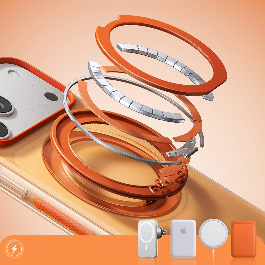 Handyhülle für iPhone 17 Pro Max, Torras Ostand O3 Hue mit MagSafe, Transluzent-Orange