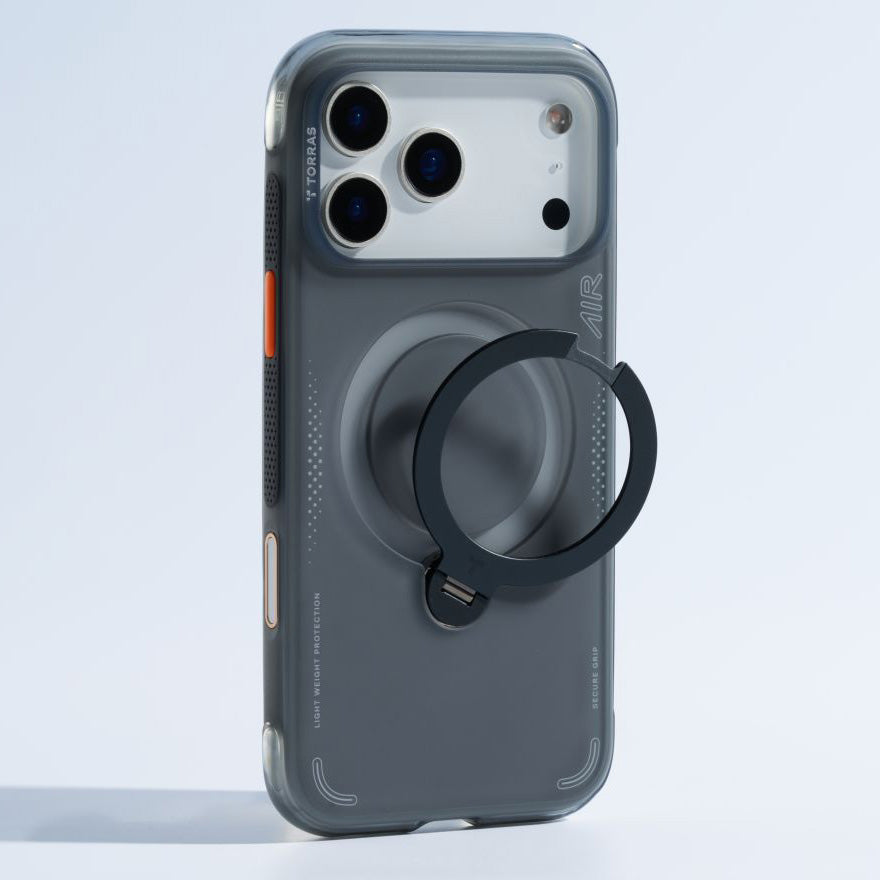 Handyhülle mit 360° drehbarem Standfuß mit MagSafe für iPhone 17 Pro, Torras Ostand Q3 Air, Schwarz