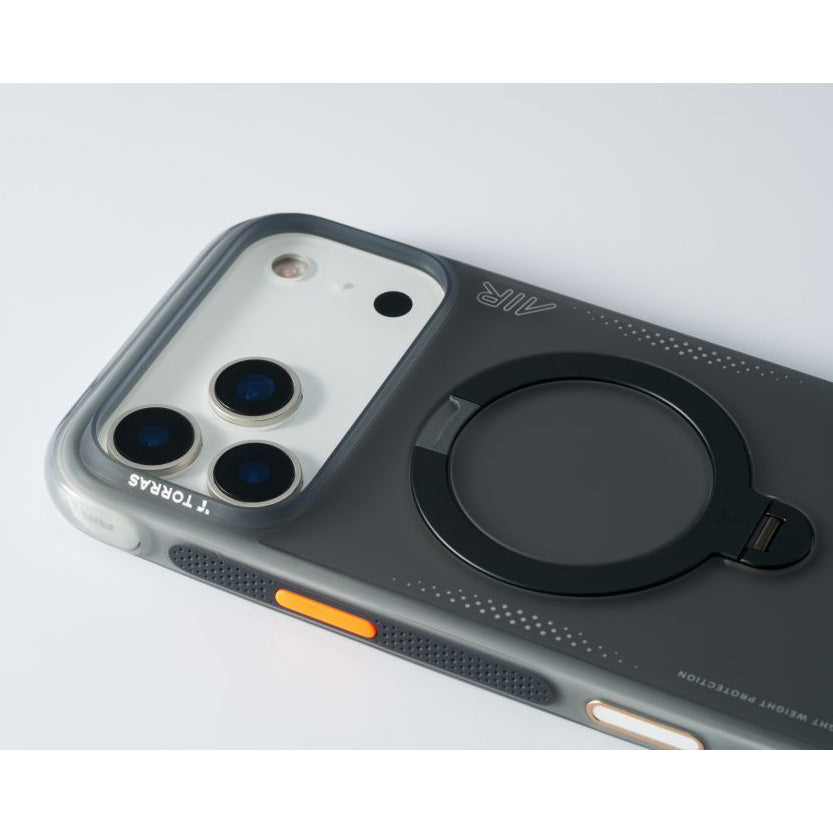 Handyhülle mit 360° drehbarem Standfuß mit MagSafe für iPhone 17 Pro, Torras Ostand Q3 Air, Schwarz