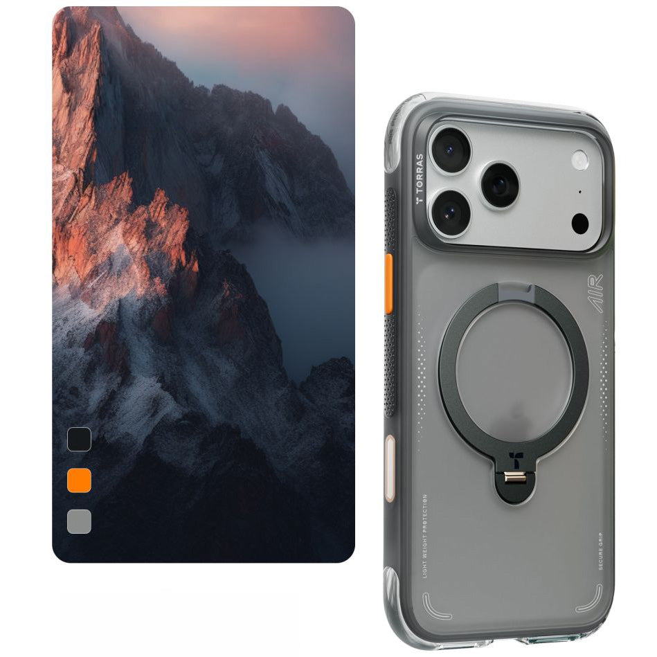 Handyhülle mit 360° drehbarem Standfuß mit MagSafe für iPhone 17 Pro, Torras Ostand Q3 Air, Schwarz