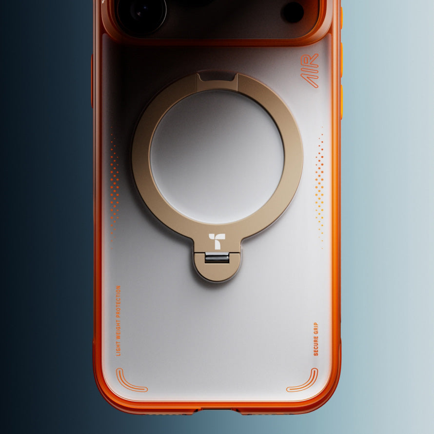 Handyhülle mit 360° drehbarem Standfuß mit MagSafe für iPhone 17 Pro, Torras Ostand Q3 Air, Orange