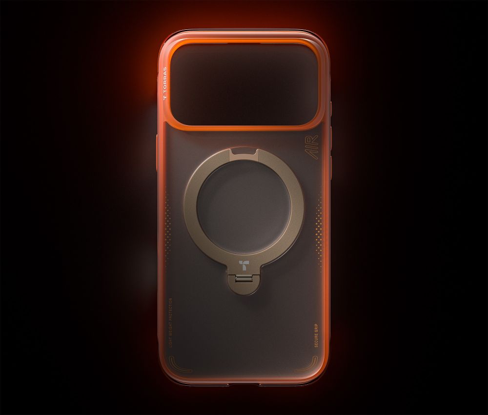 Handyhülle mit 360° drehbarem Standfuß mit MagSafe für iPhone 17 Pro, Torras Ostand Q3 Air, Orange