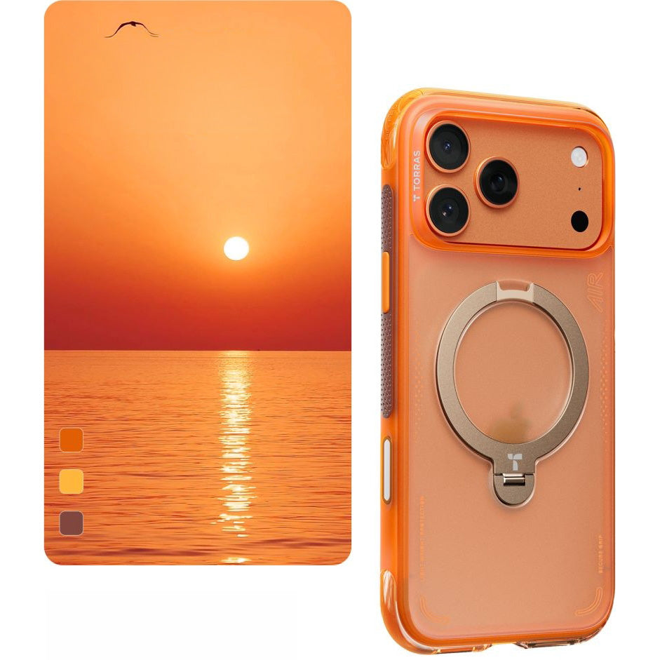 Handyhülle mit 360° drehbarem Standfuß mit MagSafe für iPhone 17 Pro, Torras Ostand Q3 Air, Orange